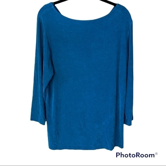 CHICO'S Travelers Blue Boatneck Top | 2 - Picture 2 of 6